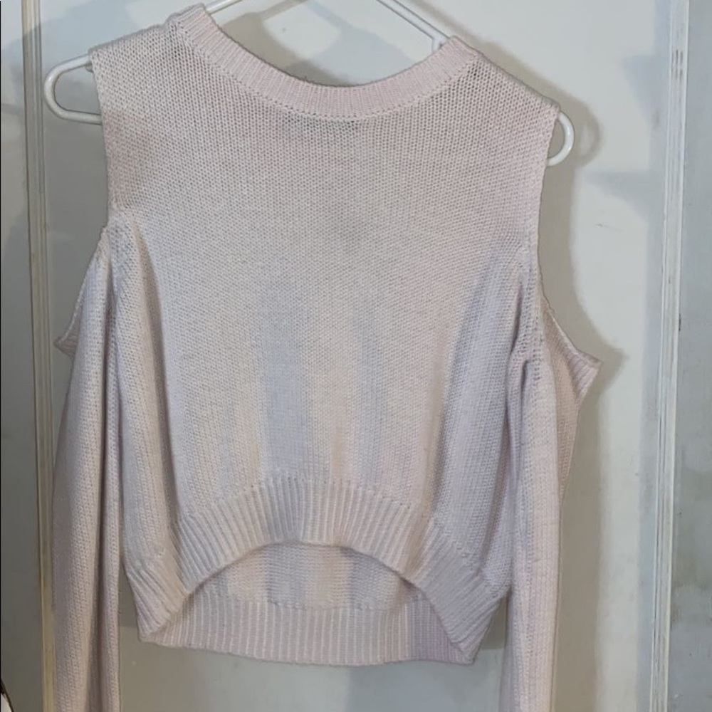 White cold shoulder sweater